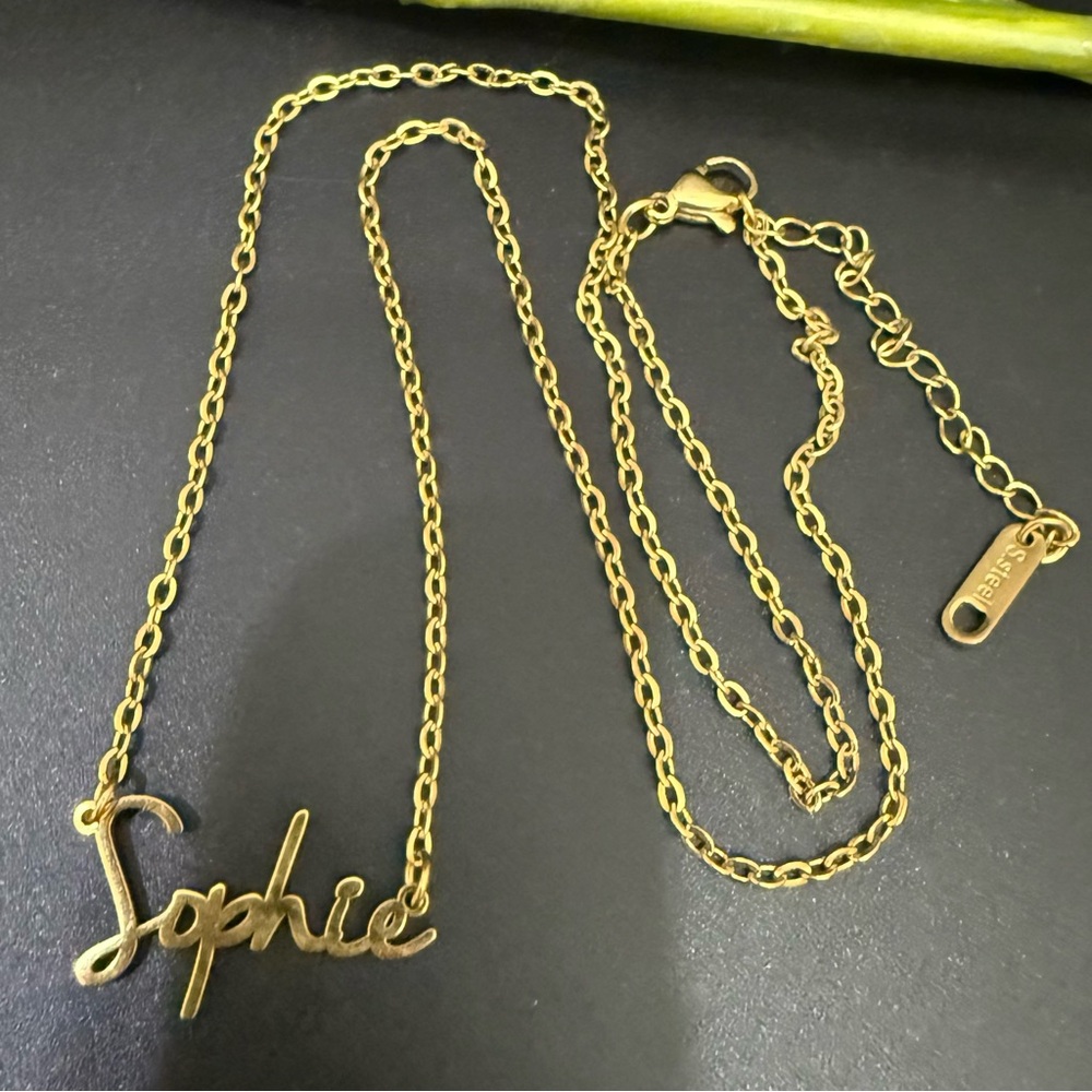 Stainless Steel Gold-tone SOPHIE Initial Personalized Name Dainty 16” Necklace